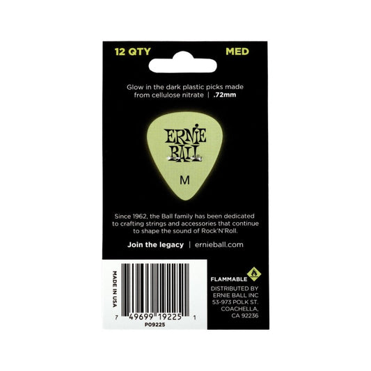 Ernie Ball Super Glow Cellulose Picks Medium 12-pack