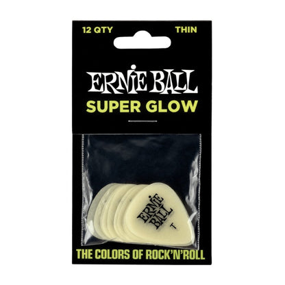 Ernie Ball Super Glow Cellulose Picks Thin 12-pack