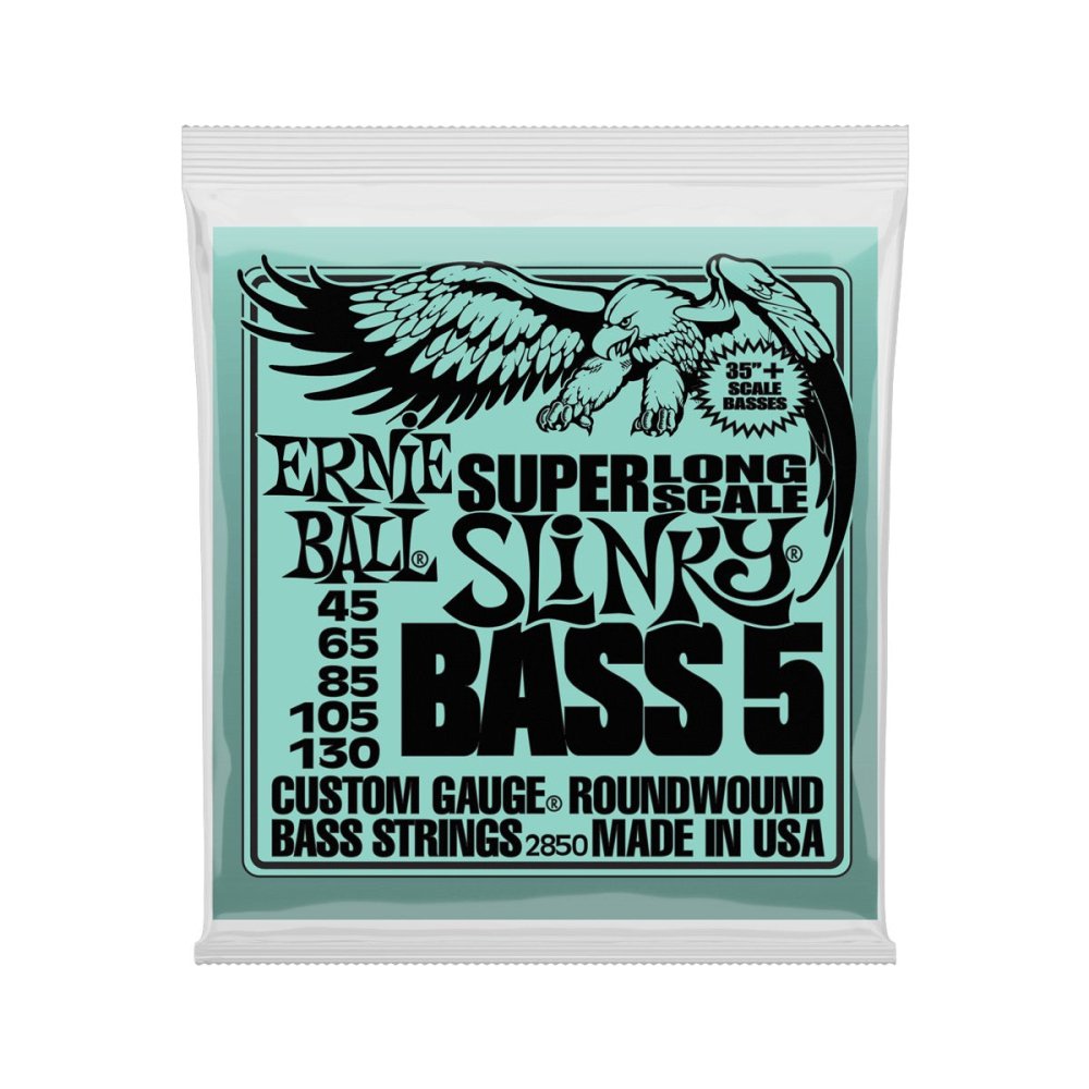 Ernie Ball Bass 5 Slinky Super Long Scale Electric Bass Strings - 45-130 Gauge