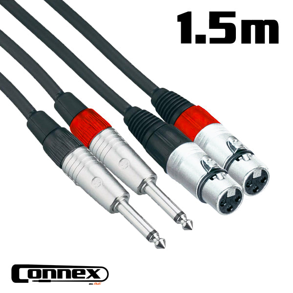 AVE Connex XFJM-1T Twin XLR Female to 1/4-inch TS Jack Cable 1.5m