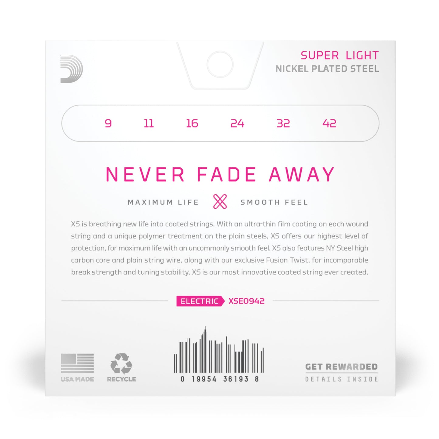 DAddario XSE0942 Nickel Wound Electric Guitar Strings, Super Light, 09-42