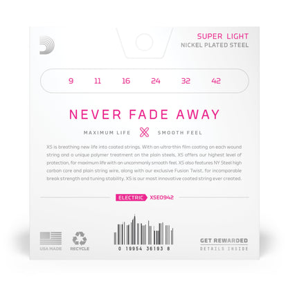 DAddario XSE0942 Nickel Wound Electric Guitar Strings, Super Light, 09-42