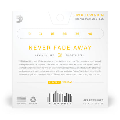 DAddario XSE0946 Nickel Wound Electric Guitar Strings, Super Lt Top/Reg Btm, 09-46