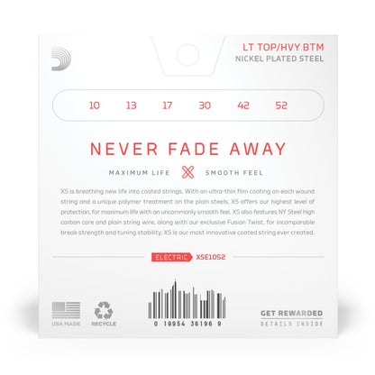 DAddario XSE1052 Nickel Wound Electric Guitar Strings, Light Top/Hvy Btm, 10-52